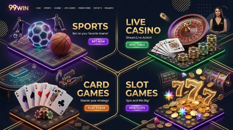Các danh mục 99WIN casino, thể thao, game bài và slot game Các danh mục 99WIN casino, thể thao, game bài và slot game
